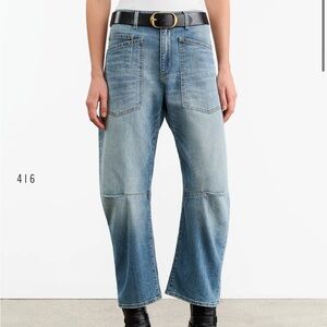 Nili Lotan sz 32 Shon Jeans Barrel Stretch Denim in Summer Wash Crop